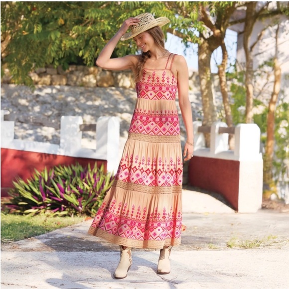 sachin and babi light blue dress NWT Sundance Embroidered Garden Sunset Maxi Dress, Pink Multi, size 14